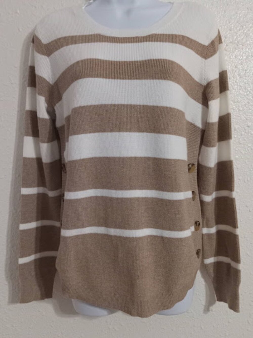 Kathy Ireland - Striped Scoop Neck Sweater